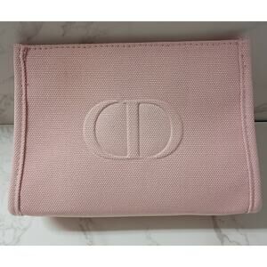 Christian Dior Beaute Baby Pink Cosmetic Bag with Embossed CD Logo - NEW